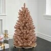 National Tree Company 4 Foot Full Bodied Flocked Prelit Artificial Christmas Holiday Tree w/ 200 Clear Lights & Metal Stand, Rose Gold/Light Pink