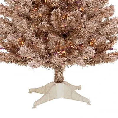 National Tree Company 4 Foot Full Bodied Flocked Prelit Artificial Christmas Holiday Tree w/ 200 Clear Lights & Metal Stand, Rose Gold/Light Pink 4 National Tree Company 4 Foot Full Bodied Flocked Prelit Artificial Christmas Holiday Tree w/ 200 Clear Lights & Metal Stand, Rose Gold/Light Pink - Image 4