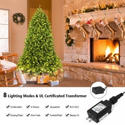 Costway 6ft Pre-lit PVC Christmas Fir Tree Hinged 8 Flash Modes w/ 650 LED Light 8 Costway 6ft Pre-lit PVC Christmas Fir Tree Hinged 8 Flash Modes w/ 650 LED Light - Image 8