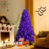 Costway 6ft Pre-lit PVC Christmas Halloween Tree Black w/ 250 Purple LED Lights