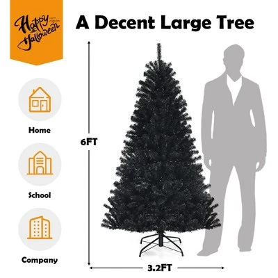 Costway 6ft Pre-lit PVC Christmas Halloween Tree Black w/ 250 Purple LED Lights 3 Costway 6ft Pre-lit PVC Christmas Halloween Tree Black w/ 250 Purple LED Lights - Image 3