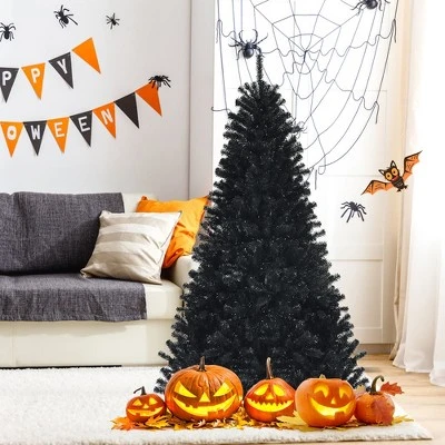 Costway 6ft Pre-lit PVC Christmas Halloween Tree Black w/ 250 Purple LED Lights 9 Costway 6ft Pre-lit PVC Christmas Halloween Tree Black w/ 250 Purple LED Lights - Image 9