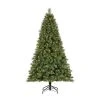 Home Heritage 7 Foot PreLit Artificial Cascade Pine Christmas Holiday Tree and Golden Metal Reliable Rotating Stand with On/Off Switch