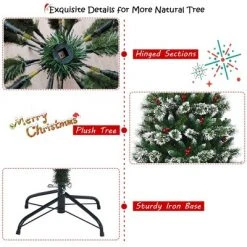Costway 7 ft Snow Flocked Artificial Christmas Hinged Tree w/ Pine Needles & Red Berries 17 Costway 7 ft Snow Flocked Artificial Christmas Hinged Tree w/ Pine Needles & Red Berries -Christmas Trees Sales Store unnamed file 6588