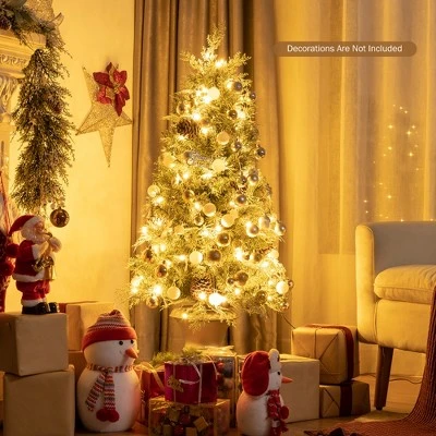 Costway 4ft Pre-lit Snowy Christmas Entrance Tree w/ 100 LED Lights & Pine Cones 2 Costway 4ft Pre-lit Snowy Christmas Entrance Tree w/ 100 LED Lights & Pine Cones - Image 2