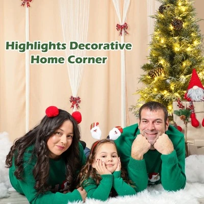 Costway 4ft Pre-lit Snowy Christmas Entrance Tree w/ 100 LED Lights & Pine Cones 4 Costway 4ft Pre-lit Snowy Christmas Entrance Tree w/ 100 LED Lights & Pine Cones - Image 4