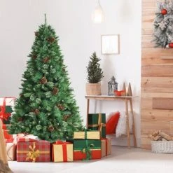 Costway 6ft 7ft8ft Unlit Hinged PVC Artificial Christmas Pine Tree with Red Berries -Christmas Trees Sales Store unnamed file 6613