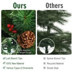 Costway 6ft 7ft8ft Unlit Hinged PVC Artificial Christmas Pine Tree with Red Berries -Christmas Trees Sales Store unnamed file 6618
