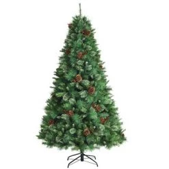 Costway 6ft 7ft8ft Unlit Hinged PVC Artificial Christmas Pine Tree with Red Berries -Christmas Trees Sales Store unnamed file 6621