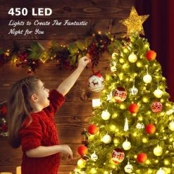 Costway 5ft Pre-lit PVC Christmas Fir Tree Hinged 8 Flash Modes -Christmas Trees Sales Store unnamed file 6626
