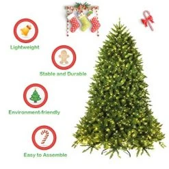 Costway 5ft Pre-lit PVC Christmas Fir Tree Hinged 8 Flash Modes -Christmas Trees Sales Store unnamed file 6628