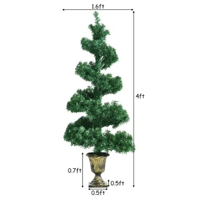 Costway Set of 2 Pre-lit Spiral Artificial Christmas Entrance Tree 4FT w/ 150 LED Lights 3 Costway Set of 2 Pre-lit Spiral Artificial Christmas Entrance Tree 4FT w/ 150 LED Lights - Image 3