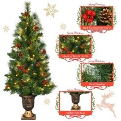 Costway 3ft Pre-Lit Christmas Entrance Tree In Urn w/ 40 LED Light Red Berries Pine Cone 14 Costway 3ft Pre-Lit Christmas Entrance Tree In Urn w/ 40 LED Light Red Berries Pine Cone -Christmas Trees Sales Store unnamed file 6674