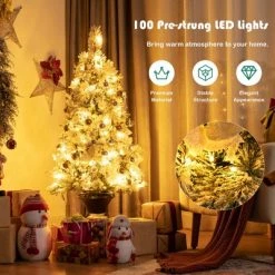 Costway 4ft Pre-lit Snowy Christmas Entrance Tree w/ White Berries & Flowers -Christmas Trees Sales Store unnamed file 6682
