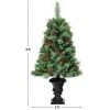 Costway Set of 2 Christmas Entrance Tree 4ft w/Pine Cones Red Berries & Glitter Branches