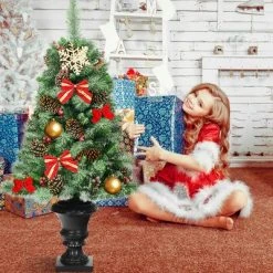 Costway Set of 2 Christmas Entrance Tree 4ft w/Pine Cones Red Berries & Glitter Branches 12 Costway Set of 2 Christmas Entrance Tree 4ft w/Pine Cones Red Berries & Glitter Branches -Christmas Trees Sales Store unnamed file 6728