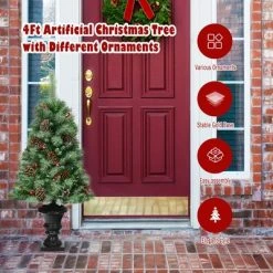 Costway Set of 2 Christmas Entrance Tree 4ft w/Pine Cones Red Berries & Glitter Branches 14 Costway Set of 2 Christmas Entrance Tree 4ft w/Pine Cones Red Berries & Glitter Branches -Christmas Trees Sales Store unnamed file 6730
