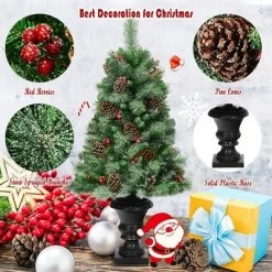 Costway Set of 2 Christmas Entrance Tree 4ft w/Pine Cones Red Berries & Glitter Branches 15 Costway Set of 2 Christmas Entrance Tree 4ft w/Pine Cones Red Berries & Glitter Branches -Christmas Trees Sales Store unnamed file 6731