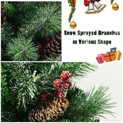 Costway Set of 2 Christmas Entrance Tree 4ft w/Pine Cones Red Berries & Glitter Branches 8 Costway Set of 2 Christmas Entrance Tree 4ft w/Pine Cones Red Berries & Glitter Branches - Image 8