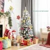 Costway 4.5ft Snow-Flocked Hinged Artificial Christmas Pencil Tree w/ 373 Mixed Tips
