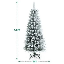 Costway 4.5ft Snow-Flocked Hinged Artificial Christmas Pencil Tree w/ 373 Mixed Tips -Christmas Trees Sales Store unnamed file 6736