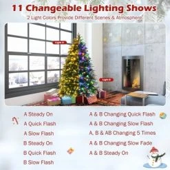 Costway 5ft Pre-Lit Snowy Christmas Hinged Tree 11 Flash Modes w/ 250 Multi-Color Lights -Christmas Trees Sales Store unnamed file 6757