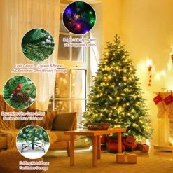 Costway 5ft Pre-Lit Snowy Christmas Hinged Tree 11 Flash Modes w/ 250 Multi-Color Lights -Christmas Trees Sales Store unnamed file 6758