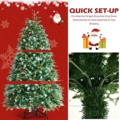 Costway 5ft Pre-Lit Snowy Christmas Hinged Tree 11 Flash Modes w/ 250 Multi-Color Lights -Christmas Trees Sales Store unnamed file 6759