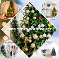 Costway 5ft Pre-Lit Snowy Christmas Hinged Tree 11 Flash Modes w/ 250 Multi-Color Lights -Christmas Trees Sales Store unnamed file 6760