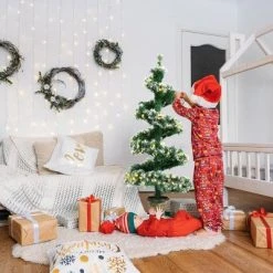 Costway Set of 2 Pre-lit Spiral Snowy Artificial Christmas Entrance Tree 4FT w/ 364 Tips -Christmas Trees Sales Store unnamed file 6778