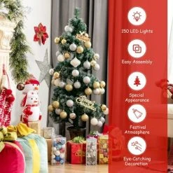 Costway Set of 2 Pre-lit Spiral Snowy Artificial Christmas Entrance Tree 4FT w/ 364 Tips -Christmas Trees Sales Store unnamed file 6779