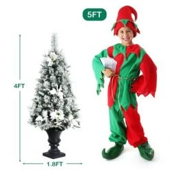 Costway Set of 2 Pre-lit Snowy Christmas Entrance Tree 4FT w/ 100 LED Lights -Christmas Trees Sales Store unnamed file 6797