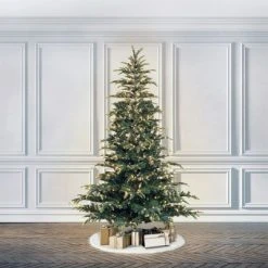 Primo International Puleo International Prelit Artificial Montclair Fir Holiday Tree with Clear Lights, Hinged Branches, & Stand