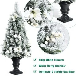 Costway Set of 2 Pre-lit Snowy Christmas Entrance Tree 4FT w/ 100 LED Lights -Christmas Trees Sales Store unnamed file 6800
