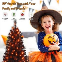 Costway Set of 2 Pre-lit Black Christmas Entrances Tree 4ft Potted Xmas w/ 100 LED Lights -Christmas Trees Sales Store unnamed file 6807