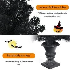 Costway Set of 2 Pre-lit Black Christmas Entrances Tree 4ft Potted Xmas w/ 100 LED Lights -Christmas Trees Sales Store unnamed file 6810