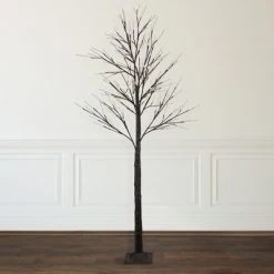 Northlight 6' LED Lighted Black Christmas Twig Tree - Warm White Lights