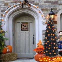 Costway 6ft Unlit Artificial Christmas Pencil Tree Black w/Metal Stand Black -Christmas Trees Sales Store unnamed file 6833