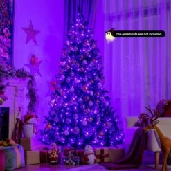Costway 7ft Pre-lit PVC Christmas Halloween Tree Black w/ 500 Purple LED Lights -Christmas Trees Sales Store unnamed file 6844