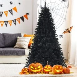 Costway 7ft Pre-lit PVC Christmas Halloween Tree Black w/ 500 Purple LED Lights -Christmas Trees Sales Store unnamed file 6850