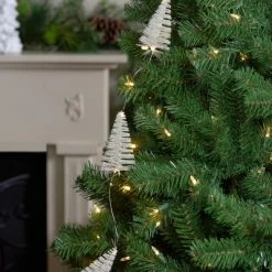 Northlight 6.5' LED Lighted White Mini Sisal Tree Christmas Garland - Warm White Lights