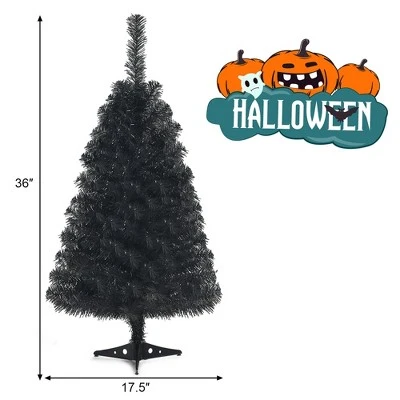 Costway 3ft Unlit Artificial Christmas Halloween Mini Tree Black w/Plastic Stand 1 Costway 3ft Unlit Artificial Christmas Halloween Mini Tree Black w/Plastic Stand