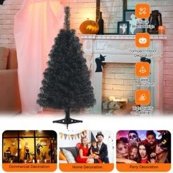 Costway 3ft Unlit Artificial Christmas Halloween Mini Tree Black w/Plastic Stand 14 Costway 3ft Unlit Artificial Christmas Halloween Mini Tree Black w/Plastic Stand -Christmas Trees Sales Store unnamed file 6863