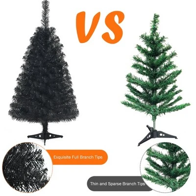 Costway 3ft Unlit Artificial Christmas Halloween Mini Tree Black w/Plastic Stand 8 Costway 3ft Unlit Artificial Christmas Halloween Mini Tree Black w/Plastic Stand - Image 8