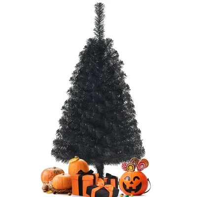 Costway 3ft Unlit Artificial Christmas Halloween Mini Tree Black w/Plastic Stand 9 Costway 3ft Unlit Artificial Christmas Halloween Mini Tree Black w/Plastic Stand - Image 9
