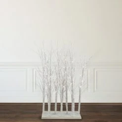 Northlight 4' LED Lighted White Birch Twig Tree Cluster Christmas Decoration
