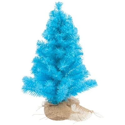 Northlight 17.5" Cerulean Blue Pine Tree in Natural Jute Base Christmas Decoration 1 Northlight 17.5" Cerulean Blue Pine Tree in Natural Jute Base Christmas Decoration
