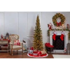 7.5ft Sterling Tree Company Natural Cut Slim Lincoln Pine Artificial Christmas Tree