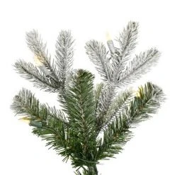 Vickerman 5' x 32" Frosted Wendell Slim Potted Pine Artificial Christmas Tree, Warm White Dura-lit LED Lights