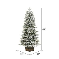 Vickerman 5' x 32" Frosted Wendell Slim Potted Pine Artificial Christmas Tree, Warm White Dura-lit LED Lights 6 Vickerman 5' x 32" Frosted Wendell Slim Potted Pine Artificial Christmas Tree, Warm White Dura-lit LED Lights -Christmas Trees Sales Store unnamed file 6897